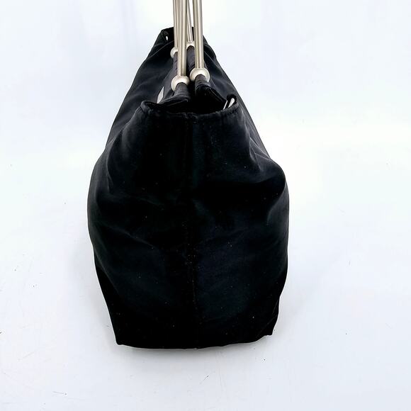 Krizia Black Plexi Bag Nylon Cloth Handbag Metal Handle Tote Bag - Picture 3 of 12